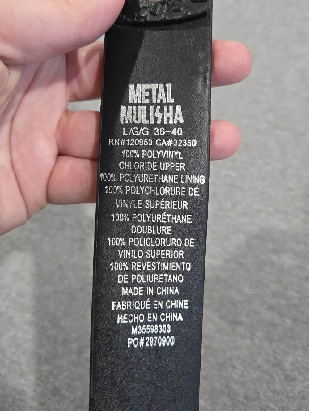 Metal Mulisha Belt Mens Large 36-40 Black Embossed Logo Square Silver Buckle Y2K